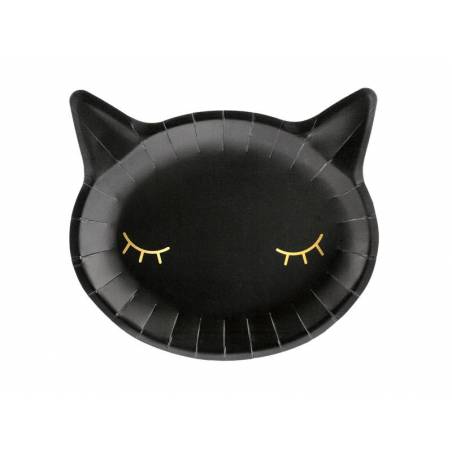 Assiettes en papier chat noir 22x20cm 