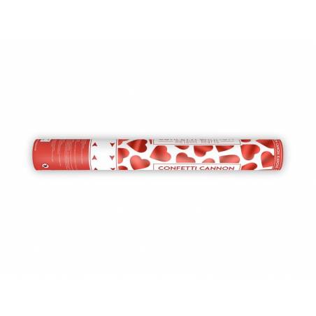 Canon à confettis avec coeurs rouge 40cm 