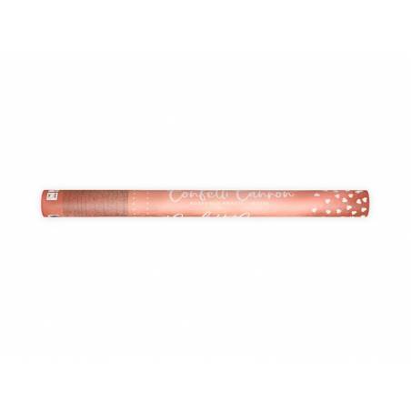 Canon à confettis avec coeurs or rose 60cm 