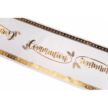 Chemin de table satin communion blanc 28cmx5mt Chemin de table satin communion blanc 28cmx5mt
