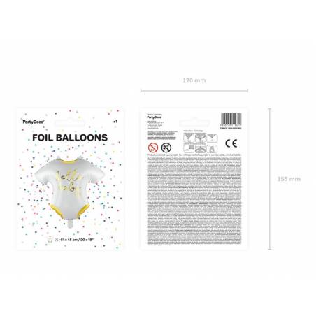 Barboteuse bébé ballon aluminium - Hello Baby, 51x45cm, blanc 