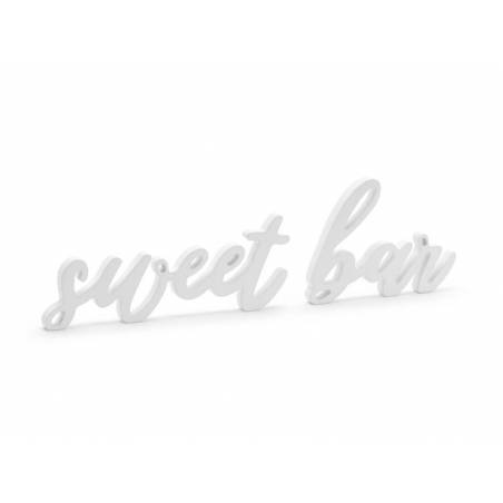 Inscription en bois Sweet bar, blanc, 37x10cm 