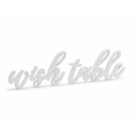 Inscription Table en bois Wish, blanc, 40x10cm 