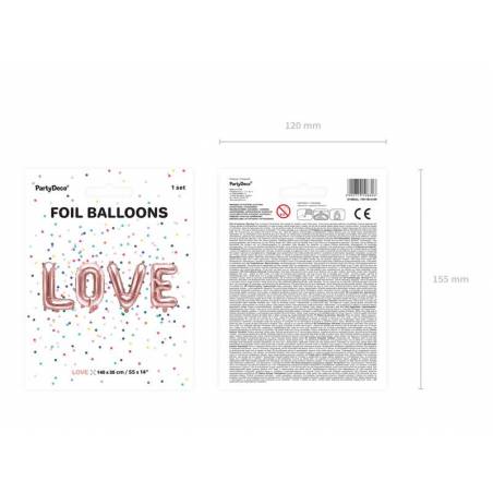 Foil Balloon Love, 140x35cm, or rose 