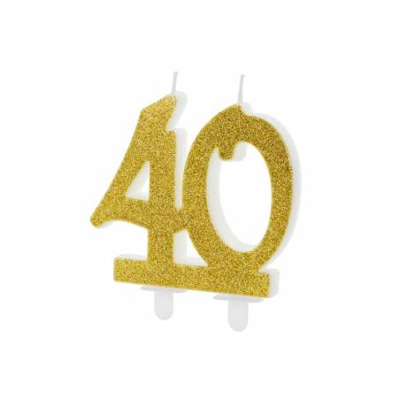 Bougie d'anniversaire numéro 40, or, 7,5 cm 
