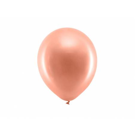 Ballons arc-en-ciel 23cm or rose métallique 