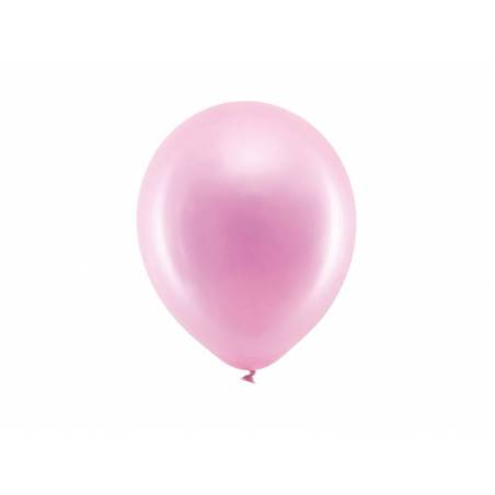 Ballons arc-en-ciel 23cm rose métallique 
