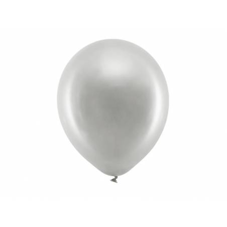 Ballons arc-en-ciel 30cm argent métallique 
