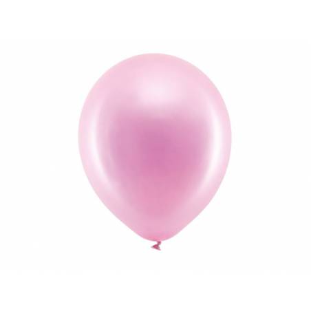 Ballons arc-en-ciel 30cm rose métallique 