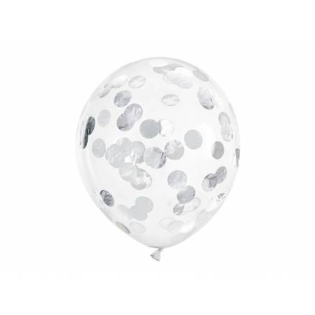 Ballons confettis - cercles 30cm argent 