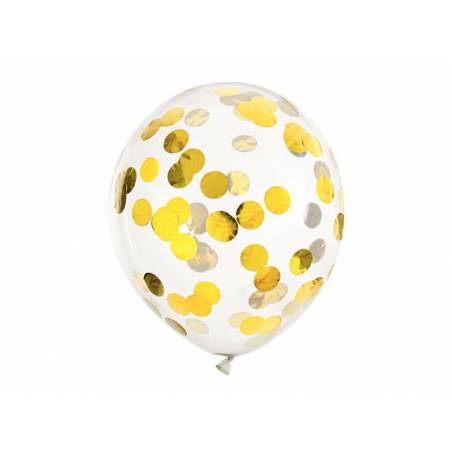 Ballons confettis - cercles 30cm or 