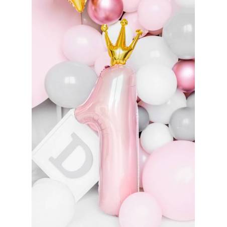 Ballon aluminium numéro 1, 30x90cm, rose clair 