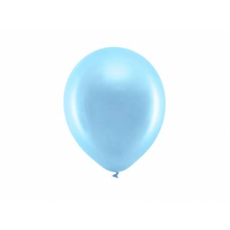 Ballons Rainbow 23cm bleu métallique 