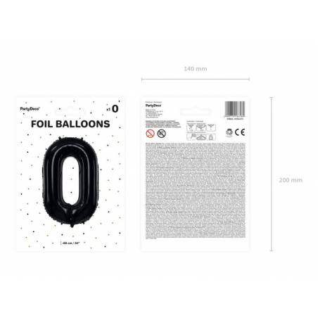 Ballon aluminium numéro 0, 86cm, noir 