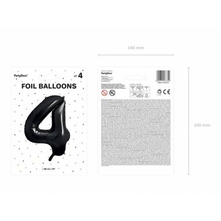 Ballon aluminium numéro 4, 86cm, noir 