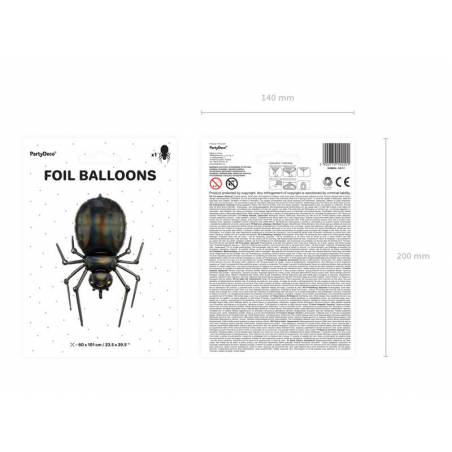 Ballon en feuille Spider, 60x101cm, noir 