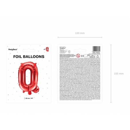 Ballon en aluminium Lettre ''Q'', 35cm, rouge 