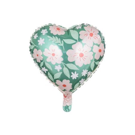 Ballons en feuille Coeur avec des fleurs, 45 cm, mélange 