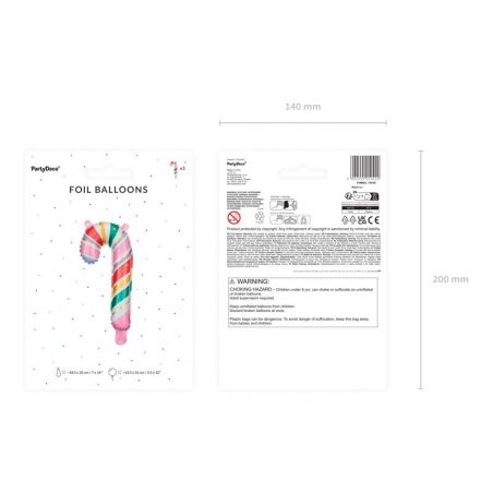 Ballon en feuille Candy cane 18.5x35 cm mix Ballon en feuille Candy cane 18.5x35 cm mix