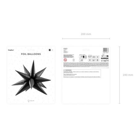 Ballon en feuille Star 3D, 95cm, noir 