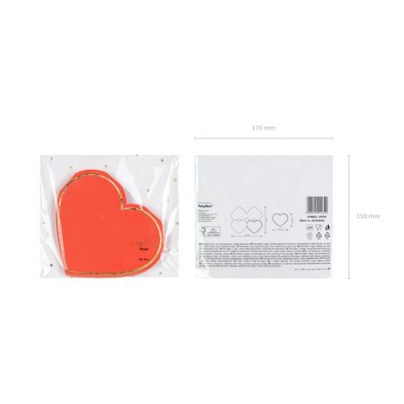 Serviettes de table Coeur rouge 14.3x12.5 cm 