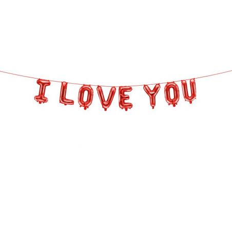 Ballon en feuille I Love You, 260x40 cm, rouge 