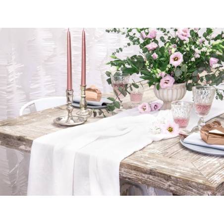 Chemin de table en mousseline crème légère 070x5m Chemin de table en mousseline crème légère 070x5m