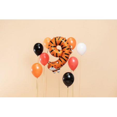 Ballon de baudruche Numéro 9 - Tigre, 64x87 cm, mélange 