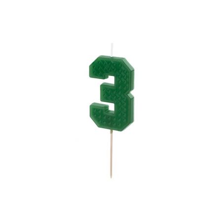 Bougie d'anniversaire Numéro 3, 6 cm, verte 