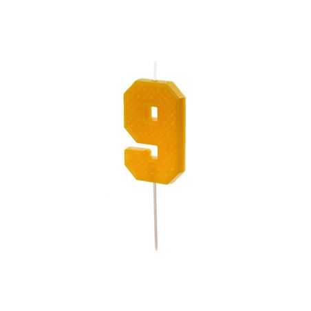 Bougie d'anniversaire Numéro 9, 6 cm, jaune 