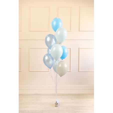 Bouquet de 10 ballons en latex, bleu et gris