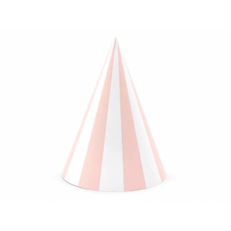 Chapeaux de fête rayés rose pâle 10cm 