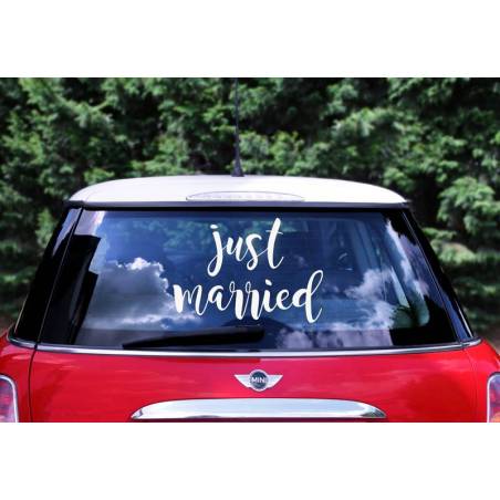 Autocollant de voiture de mariage - Juste marié 33x45cm 