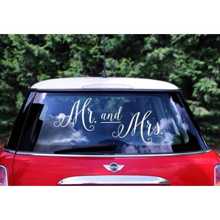 Autocollant de voiture de mariage - M. et Mme 