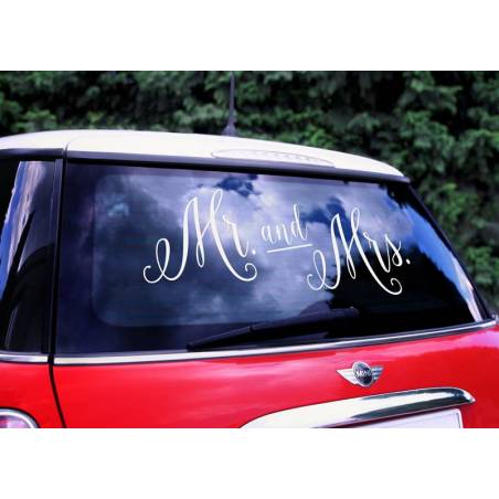 Autocollant de voiture de mariage - M. et Mme 