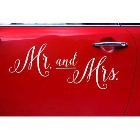 Autocollant de voiture de mariage - M. et Mme 