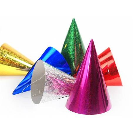 Chapeaux de fête holographiques mélange 10cm 
