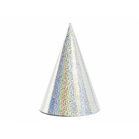 Chapeaux de fête holographiques argent 10cm 