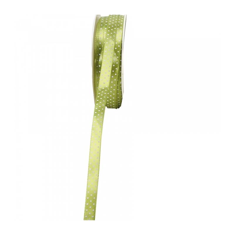 Ruban satin à pois 10 mm - Couleur vert Ruban satin à pois 10 mm - Couleur vert
