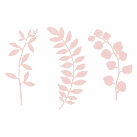Branche avec décor de feuilles rose poudré 