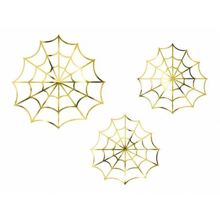 Décorations en papier - toiles d'araignées or 