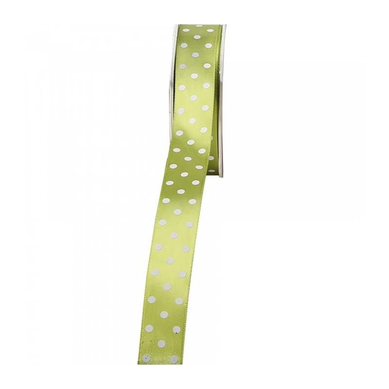 Ruban satin à pois 23 mm - Couleur vert Ruban satin à pois 23 mm - Couleur vert