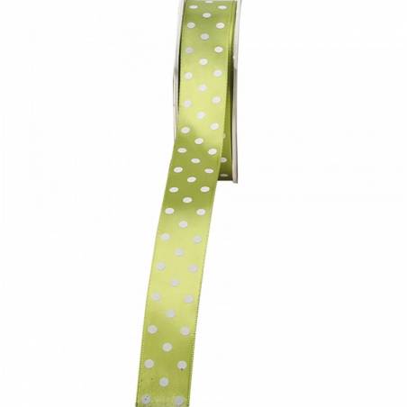 Ruban satin à pois 23 mm - Couleur vert Ruban satin à pois 23 mm - Couleur vert