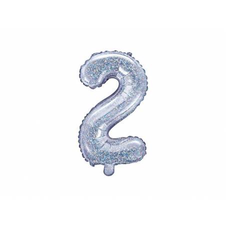 Ballon en aluminium numéro 2 35cm holographique 