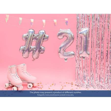 Ballon en aluminium numéro 9 35cm holographique 