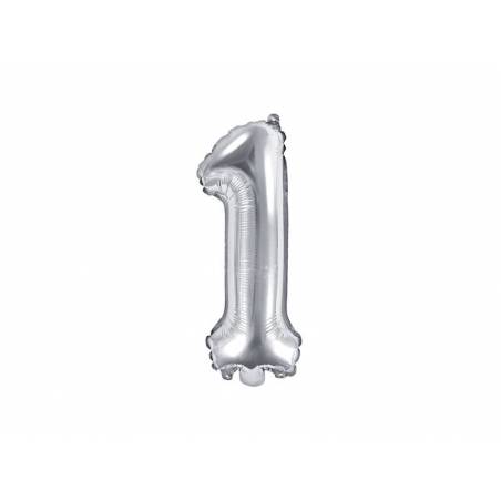 Ballon d'aluminium numéro 1 35cm argent 