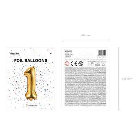 Ballon d'aluminium numéro 1 35cm doré 