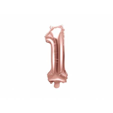 Ballon Feuille numéro 1 35cm or rose 