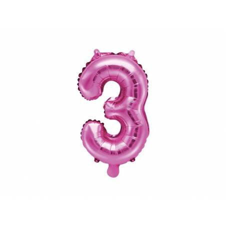 Foil Ballons Number 3 35cm rose foncé 