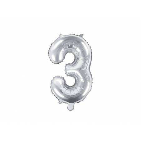 Ballon en aluminium numéro 3 35cm argent 